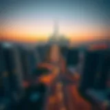 Aerial Perspective of Khalifa Al Ain Street Aerial view of Khalifa Al Ain Street showcasing Dubai's skyline.