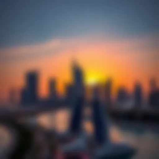 Dubai Marina Skyline at Sunset Stunning skyline view of Dubai Marina at sunset