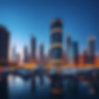 Dubai Marina Skyline A panoramic view of Dubai Marina highlighting Marina Gate Tower