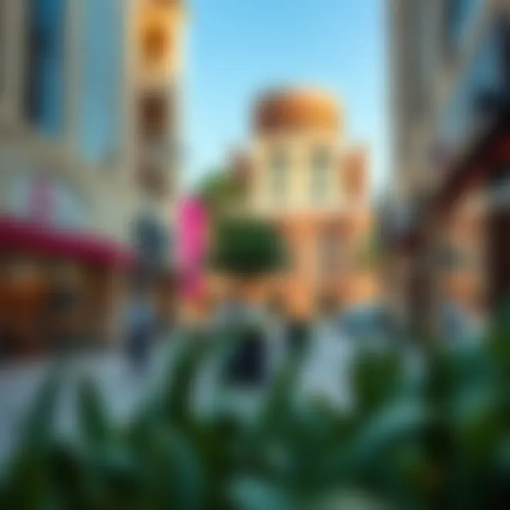 Vibrant commercial area in MCC Mirdif with shops and cafes