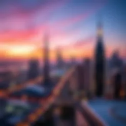Breathtaking view of Dubai's skyline at sunset