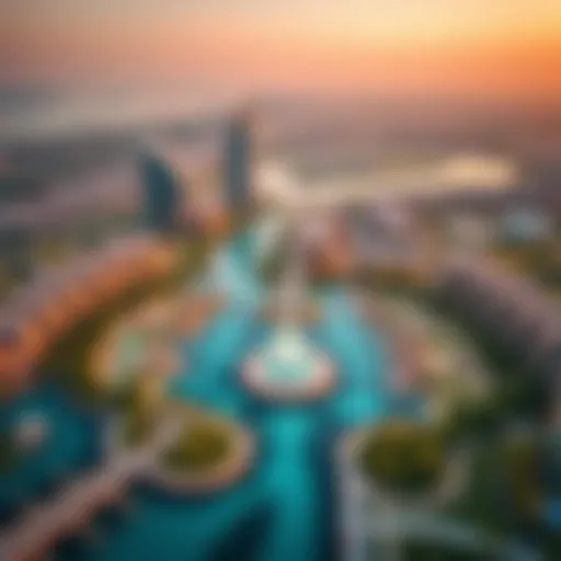 Aerial View of Damac Lagoons Stunning aerial view of Damac Lagoons showcasing its unique water features