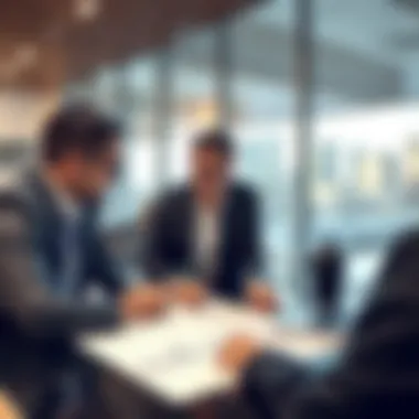 Investors Evaluating Dubai Real Estate Market Trends Investors analyzing market trends and data