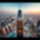 Stunning Aerial Perspective of Rolex Tower Aerial view of the Rolex Tower showcasing its unique architectural design in Dubai's skyline.