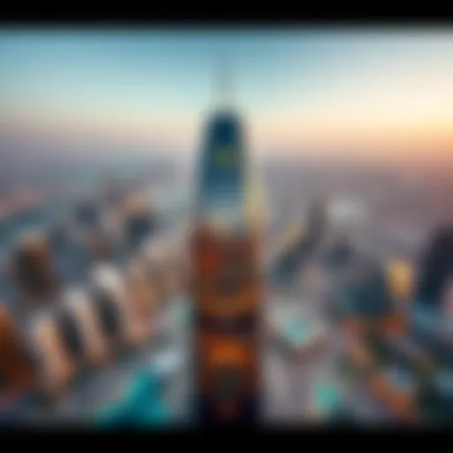 Stunning Aerial Perspective of Rolex Tower Aerial view of the Rolex Tower showcasing its unique architectural design in Dubai's skyline.