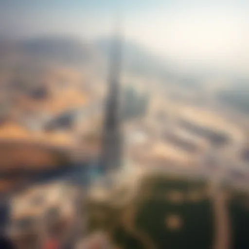 Aerial view of Sharjah Tower showcasing its architectural elegance and surrounding landscape