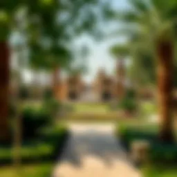 Panoramic view of Shees Park showcasing its landscaped gardens