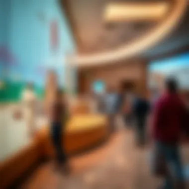 Visitors engaging with interactive displays at the museum