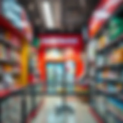 Interior view of a small retail shop in Deira showcasing product displays