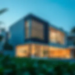 Exterior view of the Sobha Hartland Sales Gallery showcasing contemporary architecture