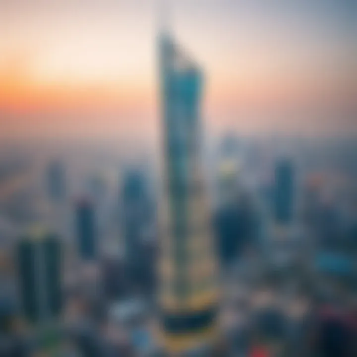 Tamani Arts Tower Amidst Dubai's Skyline Aerial view of Tamani Arts Tower in the context of Dubai's skyline and real estate market.