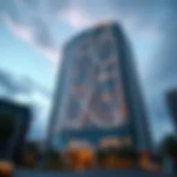 The stunning exterior of Tamani Arts Tower showcasing its unique architectural design.