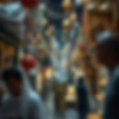 Vibrancy of Trade: The Heart of the Gold Souk A bustling market scene filled with gold shops