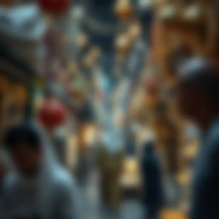 Vibrancy of Trade: The Heart of the Gold Souk A bustling market scene filled with gold shops