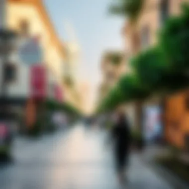 A scenic view of an outdoor shopping promenade