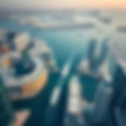 A stunning view of Dubai Marina with boats cruising