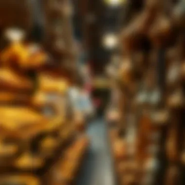 Craftsmanship in Dubai Souq An array of handcrafted goods displayed in a vibrant market setting