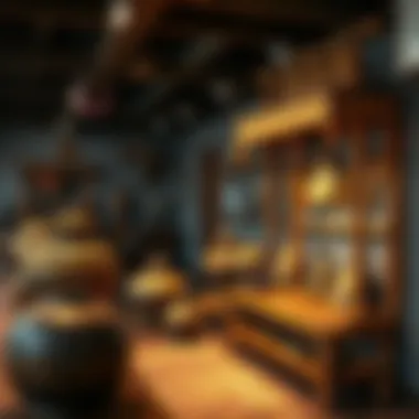 Cultural artifacts displayed in a heritage village