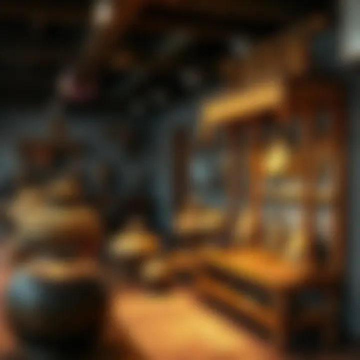 Cultural artifacts displayed in a heritage village