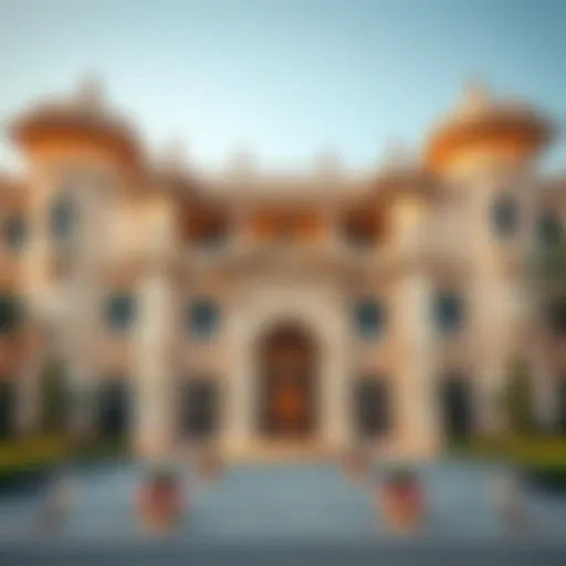 Exterior view of The Mansion Dubai showcasing luxury architecture