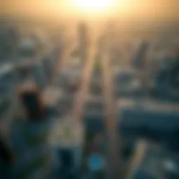 Aerial view of Motor City showcasing vibrant neighborhoods