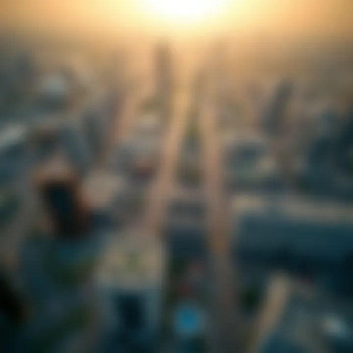 Aerial View of Motor City Aerial view of Motor City showcasing vibrant neighborhoods