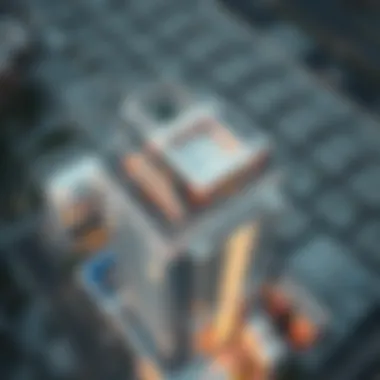 Aerial Perspective of the New Gargash Building Aerial view of the New Gargash Building showcasing its unique architectural design