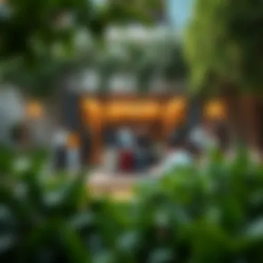 Social Interactions in Urban Spaces Community gathering in a lush garden space