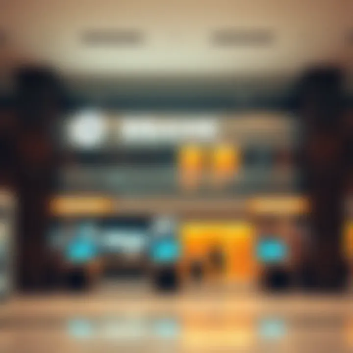 The Future of Banking Technology A modern banking branch showcasing advanced technology