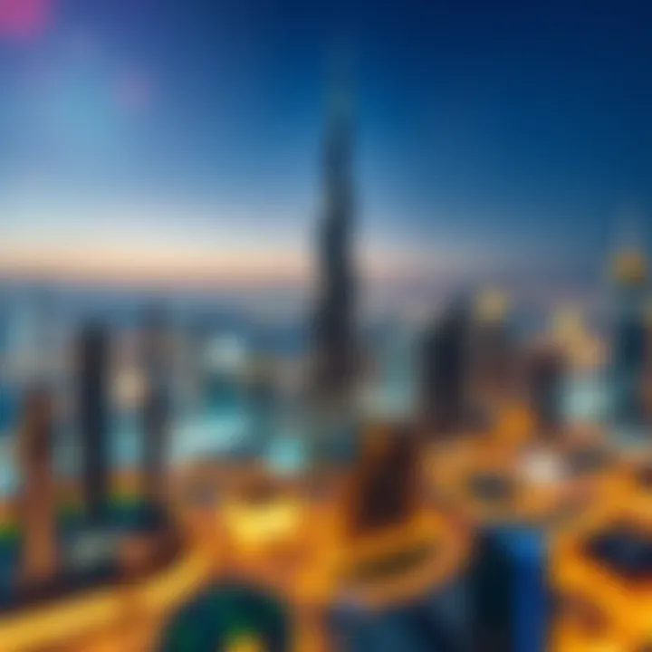 Breathtaking View of Dubai's Iconic Skyline A breathtaking view of Dubai's skyline showcasing the iconic Burj Khalifa