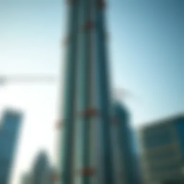 Futuristic Skyscraper Under Construction A futuristic architectural design of a new skyscraper under construction