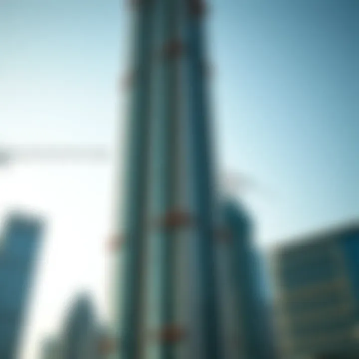 Futuristic Skyscraper Under Construction A futuristic architectural design of a new skyscraper under construction