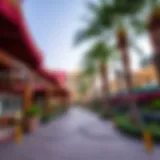 A panoramic view of Global Village showcasing vibrant pavilions.