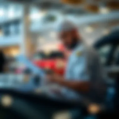 Customs Procedures for Car Imports Customs official reviewing documents related to car importation