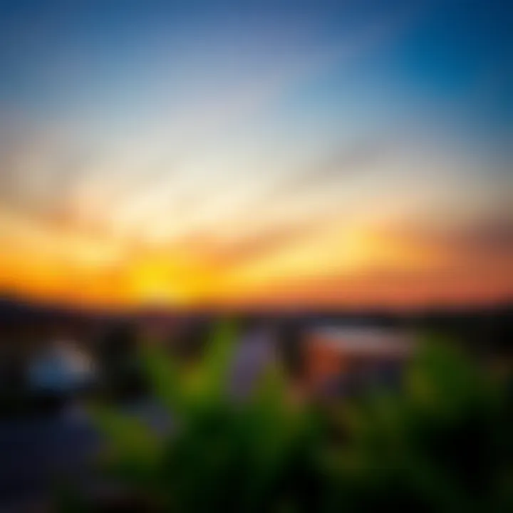 Stunning sunset view over the Irish Village Al Garhoud highlighting its charm.