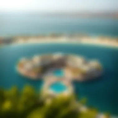 Aerial View of Lagoon Stop Stunning aerial view of Lagoon Stop Mina Al Arab showcasing its waterfront design