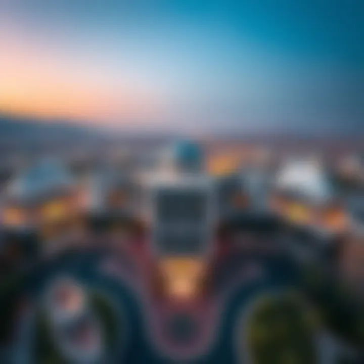 Aerial Perspective of Landmark Mussafah Aerial view of Landmark Mussafah showcasing its unique architecture