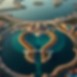 Aerial view of Love Lake showcasing its unique heart-shaped design.