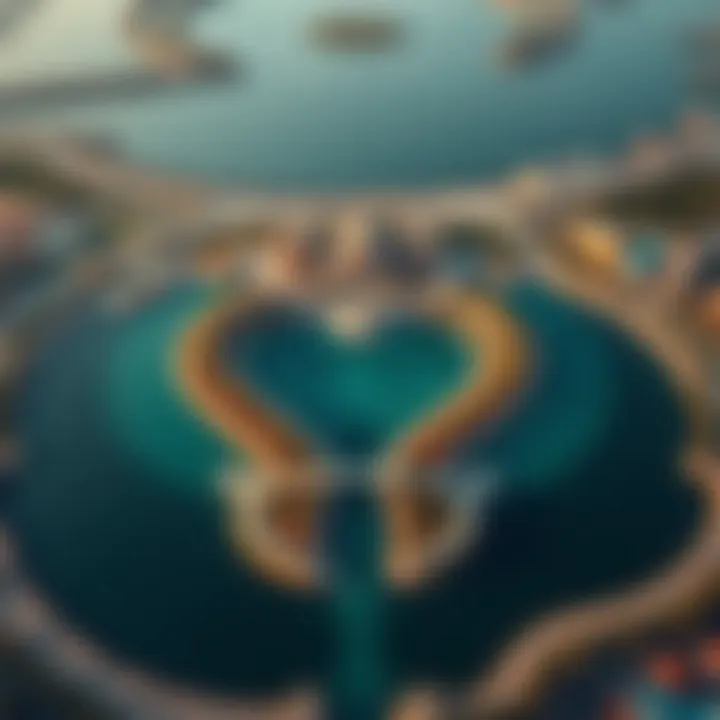 Aerial View of Love Lake Aerial view of Love Lake showcasing its unique heart-shaped design.