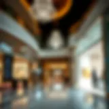 Inside view of Madinat Zayed Shopping Center showcasing luxury storefronts
