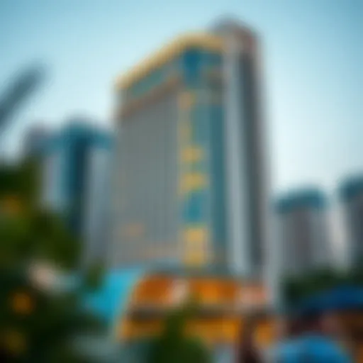 Stunning architectural view of the Marina Pearl Building showcasing its unique design