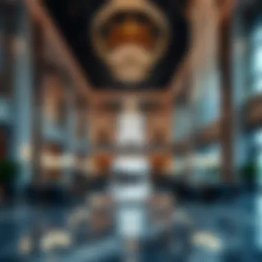 Luxurious lobby interior of the Marina Pearl Building highlighting its upscale amenities