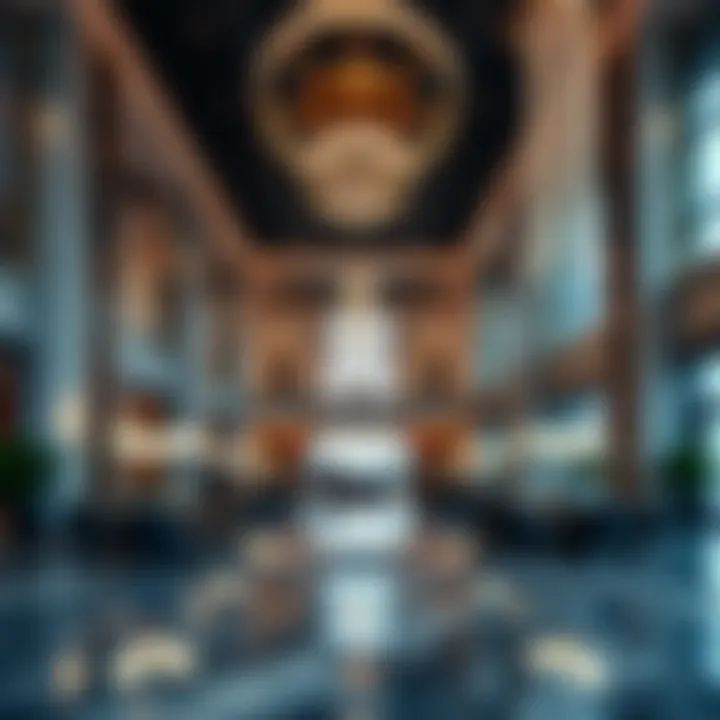 Luxurious lobby interior of the Marina Pearl Building highlighting its upscale amenities