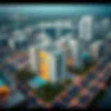 An aerial view of Marwa Heights showcasing its architectural design