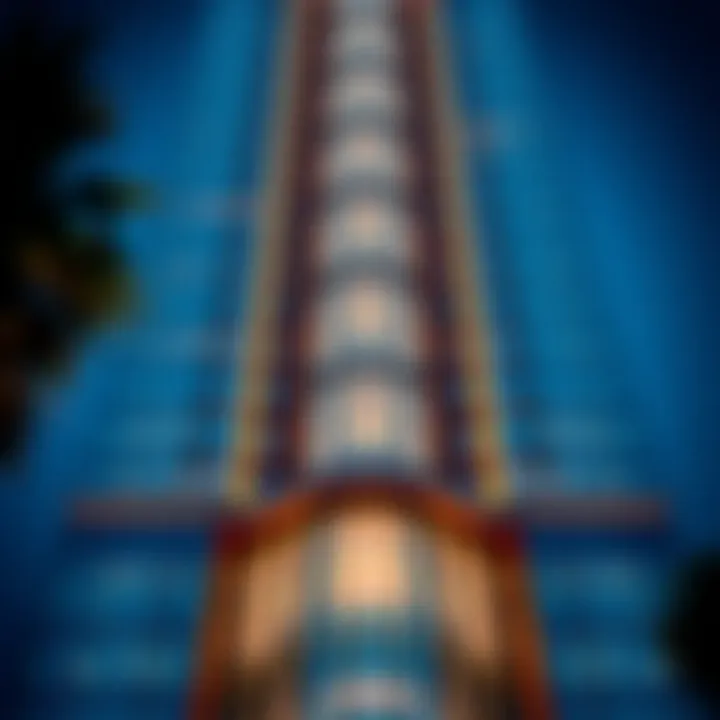 Architectural details of Merano Tower's facade