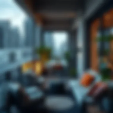 Transforming Urban Spaces with Functionality Urban balcony featuring multifunctional furniture and cozy ambiance