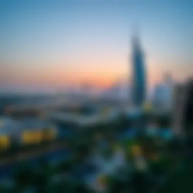 Breathtaking Skyline View from Movenpick Oudh Mitha Panoramic view of Dubai skyline from the property