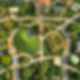 Aerial view of the Nad Al Sheba Mini Forest showcasing its lush greenery.