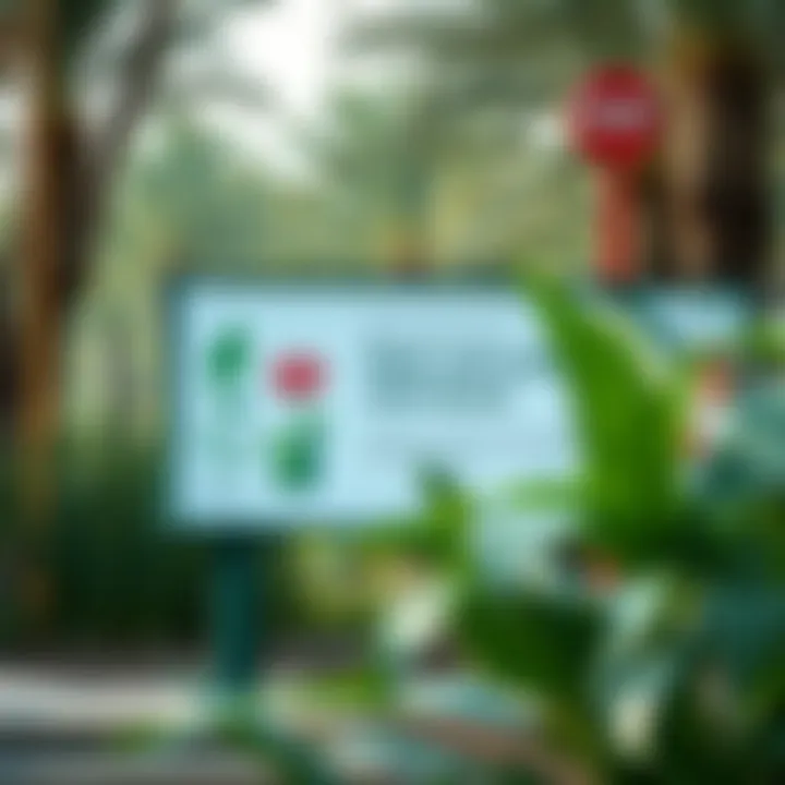 Educational Signage in Nad Al Sheba Mini Forest Educational signage within the mini forest, promoting environmental awareness.