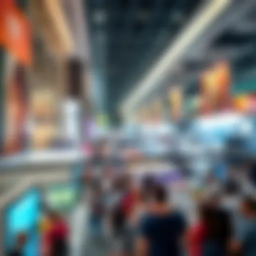 Vibrant Atmosphere at Dubai Trade Centre An expansive view of the Dubai World Trade Centre during a bustling trade show.